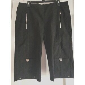 jamie sadock womans 16 knee capri golf pants black silver metal trim